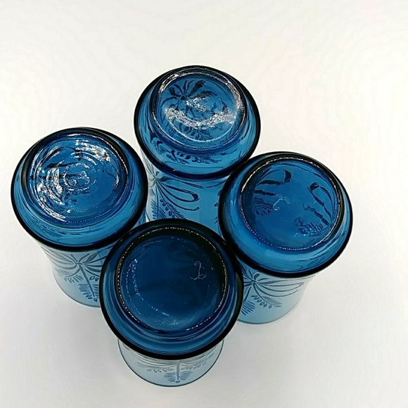 ๐3x HP! 4 Libbey Bolero Blue Wheat 5โ tall Vintage Glasses. 1970s - Picture 3 of 7